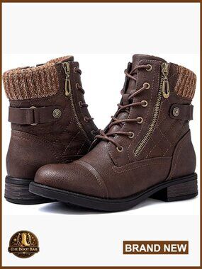 Comfortable Low Heel Ankle Booties Fashion Combat Boots Fall Women's Shoes